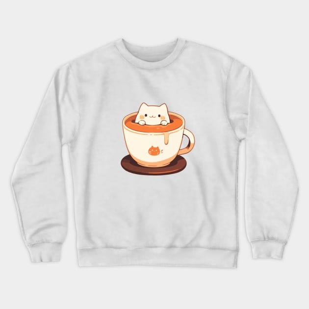 Kawaii kitten in a cup Crewneck Sweatshirt by JP